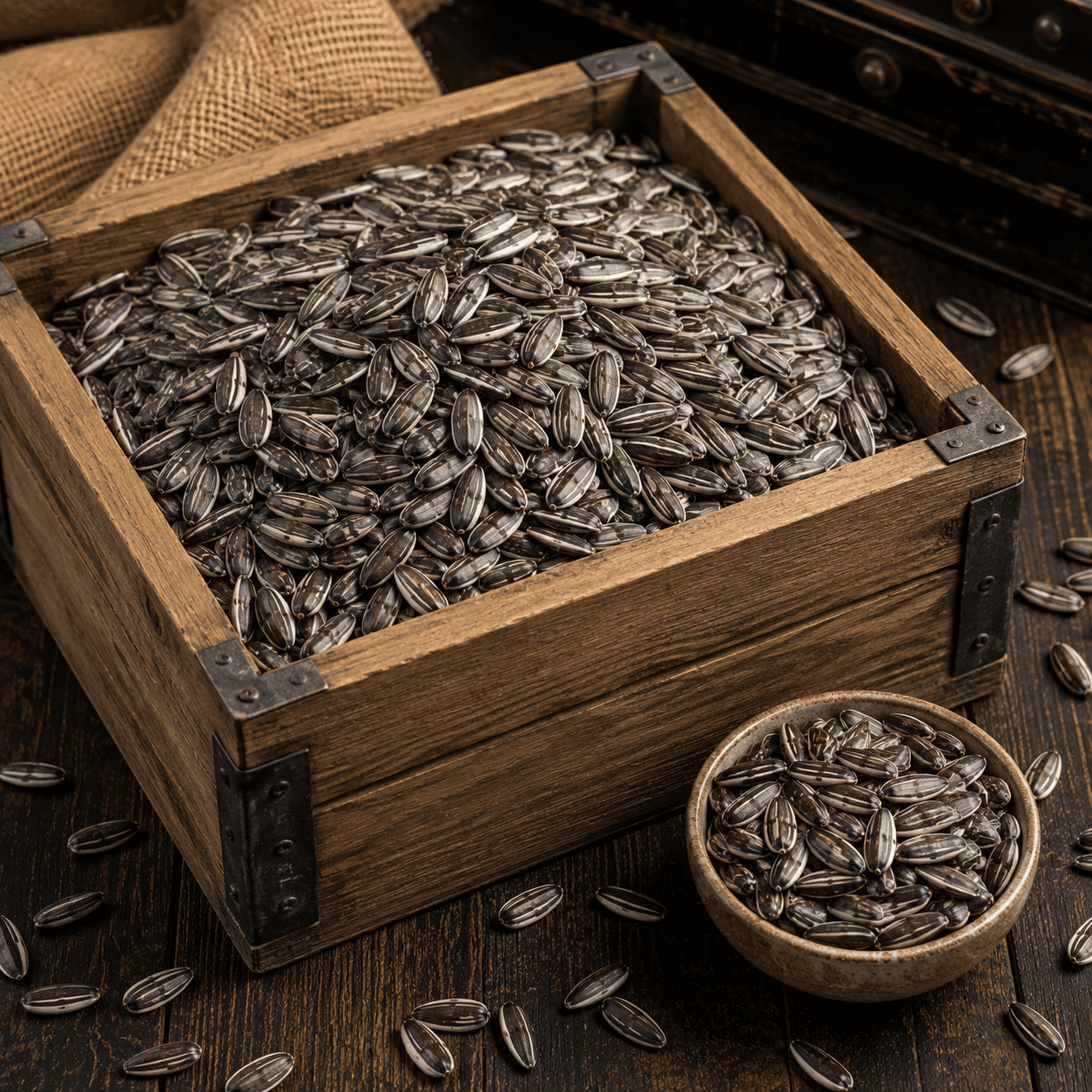 Chinese sunflower seeds shown loose.